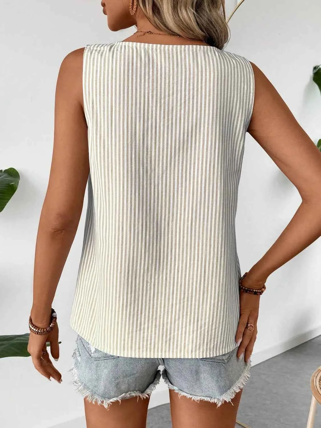 Decorative Button Asymmetrical Striped Tank e235d8fb-bab3-44e9-af97-48045eec00ac-Max-Origin