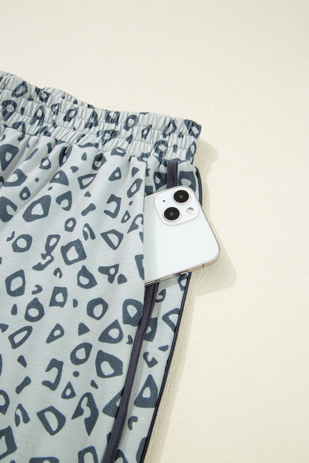 Khaki Leopard Print High Rise Knot Side Pants e24408c7c63a70a8