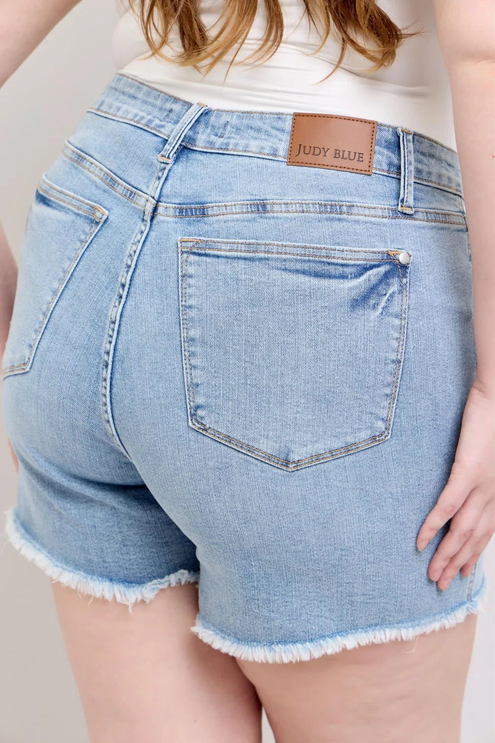 Judy Blue Full Size Tummy Control Raw Hem Denim Shorts Plus Size e2a7507b-c1ea-41ee-b021-b6295e8ffbed-Max