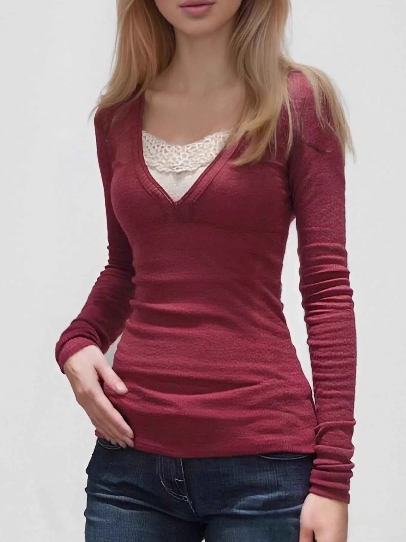 Lace Detail Long Sleeve T-Shirt e2f84ba8-c02a-4abb-bcf2-23fa83baa27f-Max-Origin