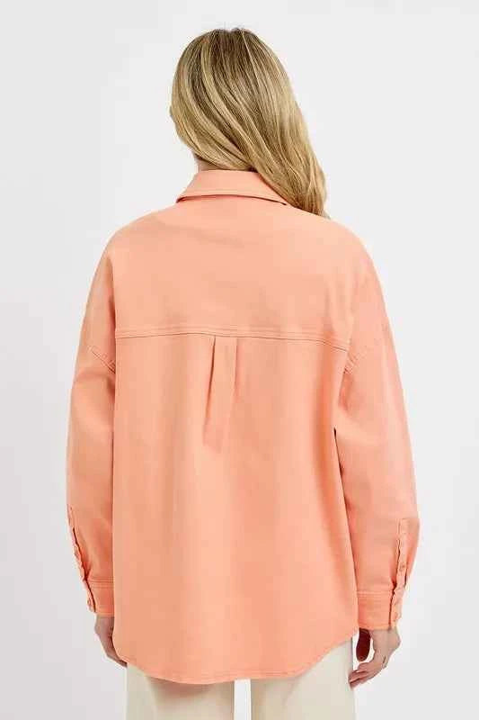 RISEN Full Size Button Down Long Sleeve Denim Shacket with Chest Pockets Plus Size e30b6420-784c-489e-ba58-a63a30e6418c-Max