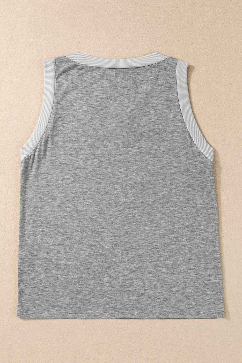 Mist Green Contrast Trim V-Neck Loose Fit Tank Top e33c6ffd4d7dbb7f