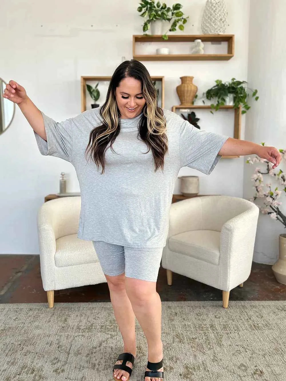 Basic Bae Bamboo Full Size Round Neck Drop Shoulder T-Shirt and Shorts Set e36ec885-5b20-459c-b3ff-bb1aaa6a69a4-Max