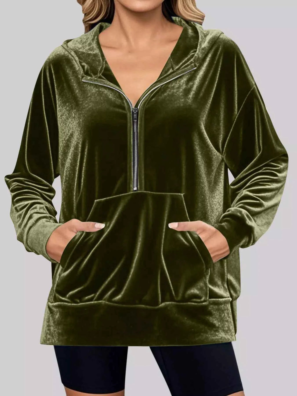 Full Size Half Zip Kangaroo Pocket Hoodie Plus Size Army Green e373cbb6-2046-4ab8-be70-1bd909b5b8d2-Max-Origin