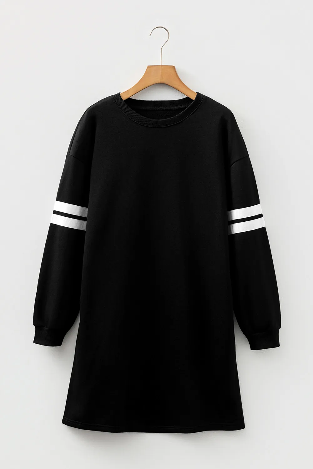 Black Christmas Nutcracker Sequins Patch Varsity Striped Sleeve Sweatshirt Dress e3808c4204fc04b2