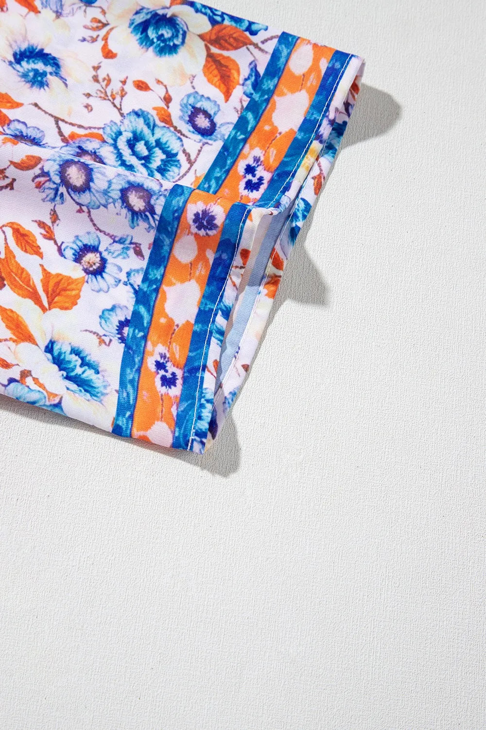 Mixed Floral Print Tie Neck Short Sleeve Dress e3971dcc-5aef-4e29-8336-f813eeadaedc-Max