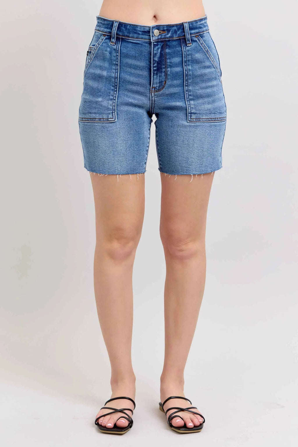 Judy Blue Full Size Mid Rise Bermudas Denim Shorts W/ Back Flap Pockets Plus Size MD e3c9ac2671884f8ba5245da9f9dbab28-Max-Origin