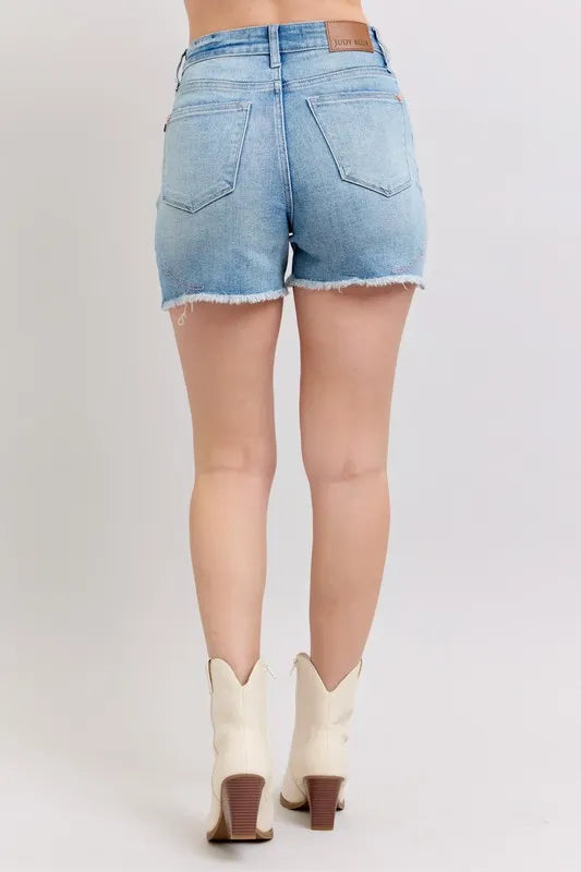 Judy Blue Full Size High Waist Western Embroidery Detail Cut Off Denim Shorts Plus Size e429ec19d53e4d0192aa9a514178986c-Max-Origin