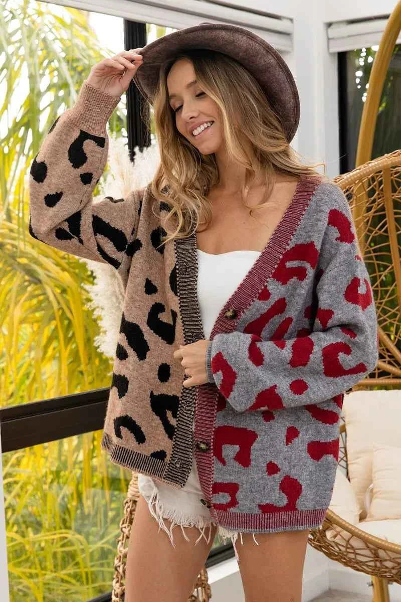 BiBi Leopard Color Block Button Down Sweater Cardigan e432e33f23464e35bd93368ec189caa1-Max-Origin
