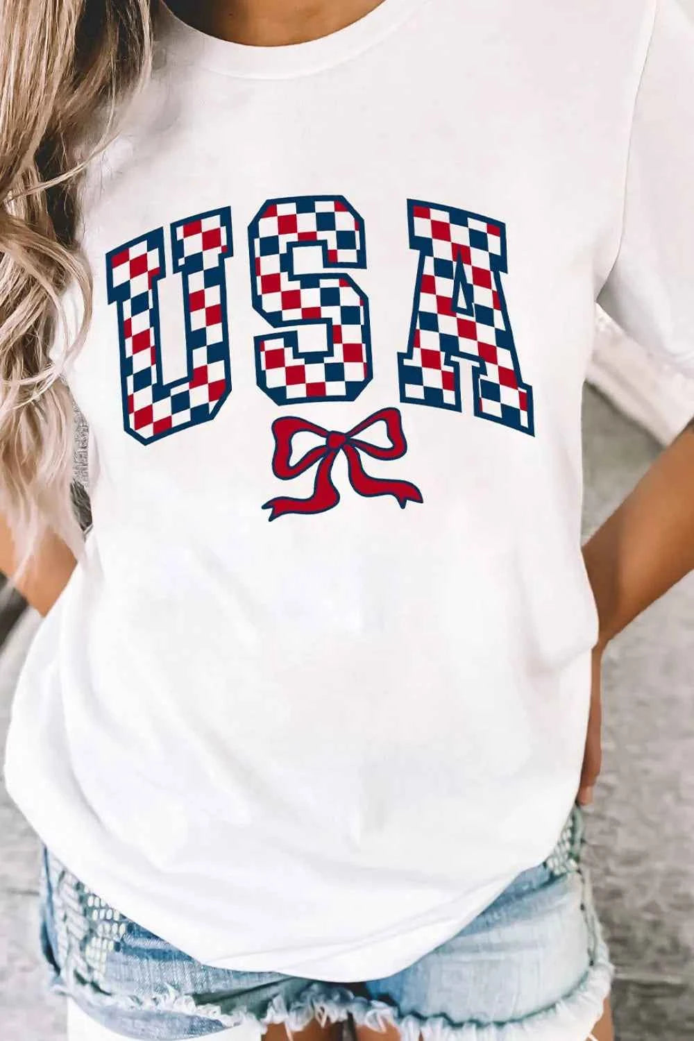 Checkered USA Graphic Round Neck Tee e43b8da4-10c7-4e2a-bf1e-3371ee48e23a-Max-Origin