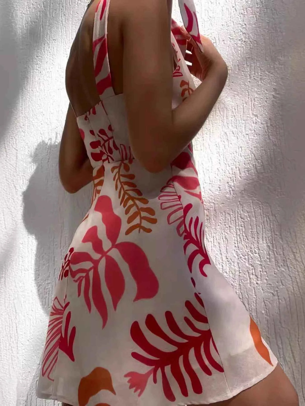 Printed Tie-Shoulder Mini Dress e4a950333b6243b589e798489d8ba50e-Max-Origin