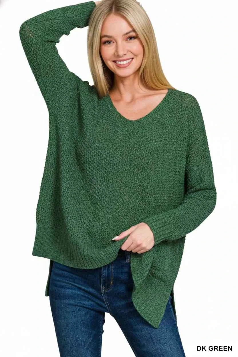 Zenana Dolman Sleeve V-Neck Sweater e4b09955-186b-4a12-9818-82092cb90be6-Max-Origin