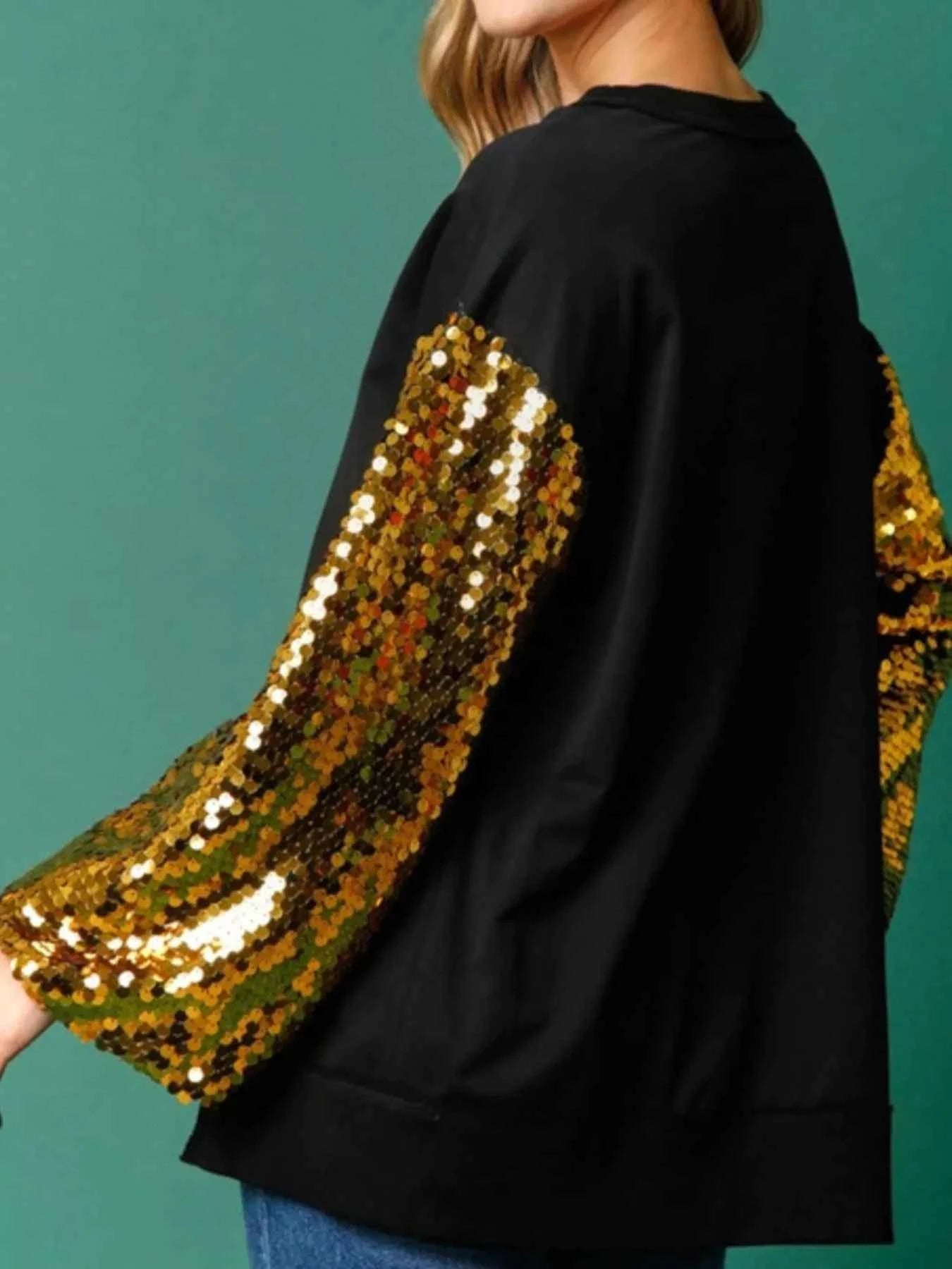 Sequin Long Sleeve Round Neck Sweatshirt e4e57554-caee-4d8f-ad80-e033ac0c07bb-Max-Origin
