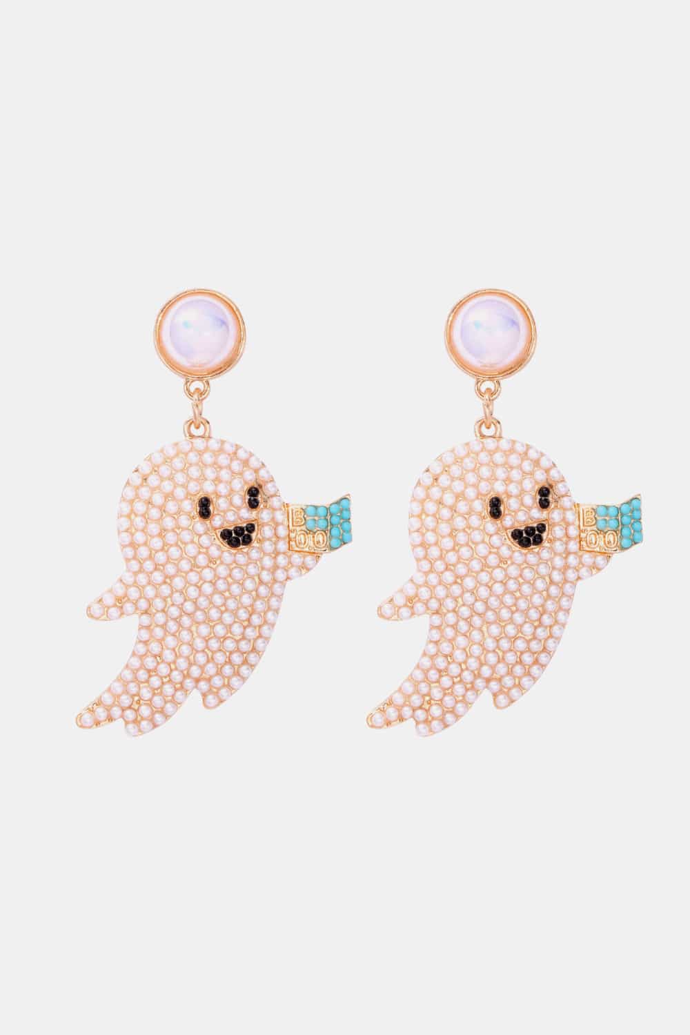 Ghost Shape Synthetic Pearl Dangle Earrings White One Size e4ee20ad61614ec498b172e3ae6f8030-Max