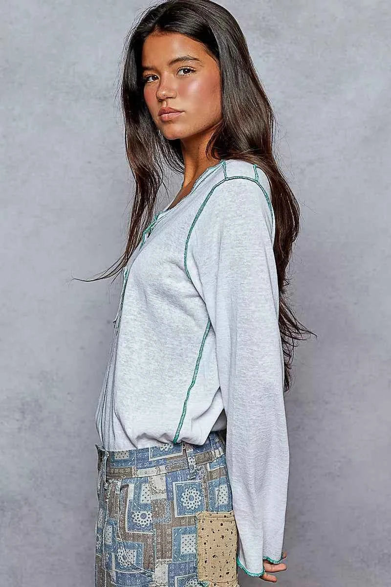 POL Round Neck Long Sleeve Top with Contrast Stitching e51b9304-1065-4f5b-b241-2bc6b86c9659-Max-Origin