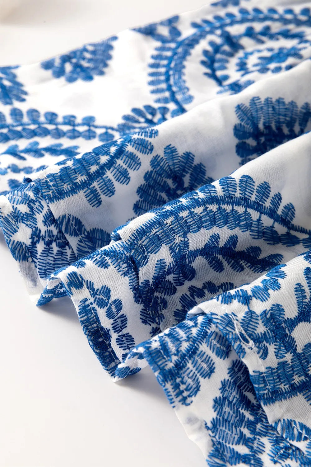 Boho Print Ruffled Cap Sleeve Crew Neck Blouse e5376bcc-e205-4026-b6c0-7ab6a1c920b5-Max-Origin