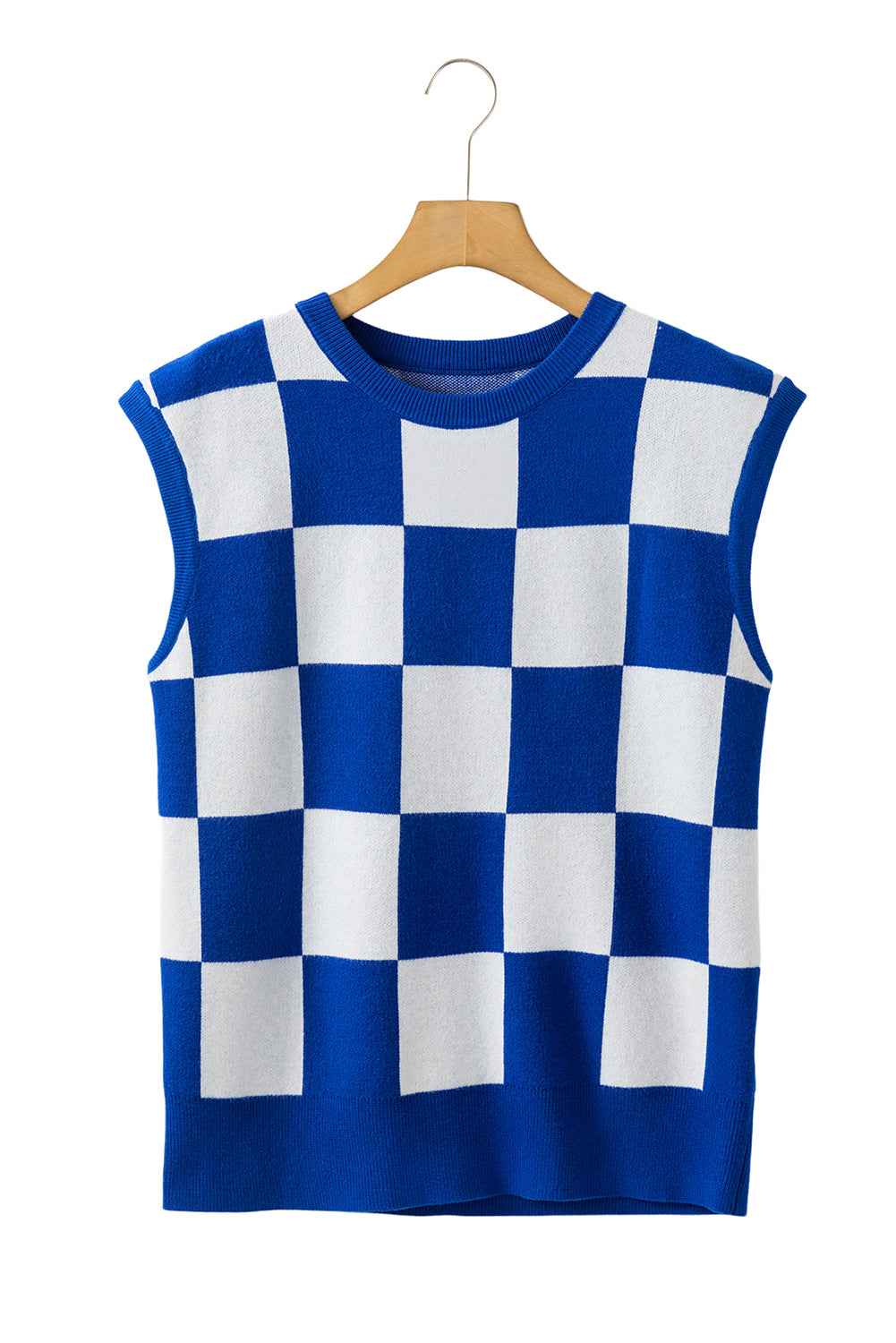 Dark Blue Checkered Knit Top Dark Blue 50%Viscose+28%Polyester+22%Polyamide e53991eb893cb0ff