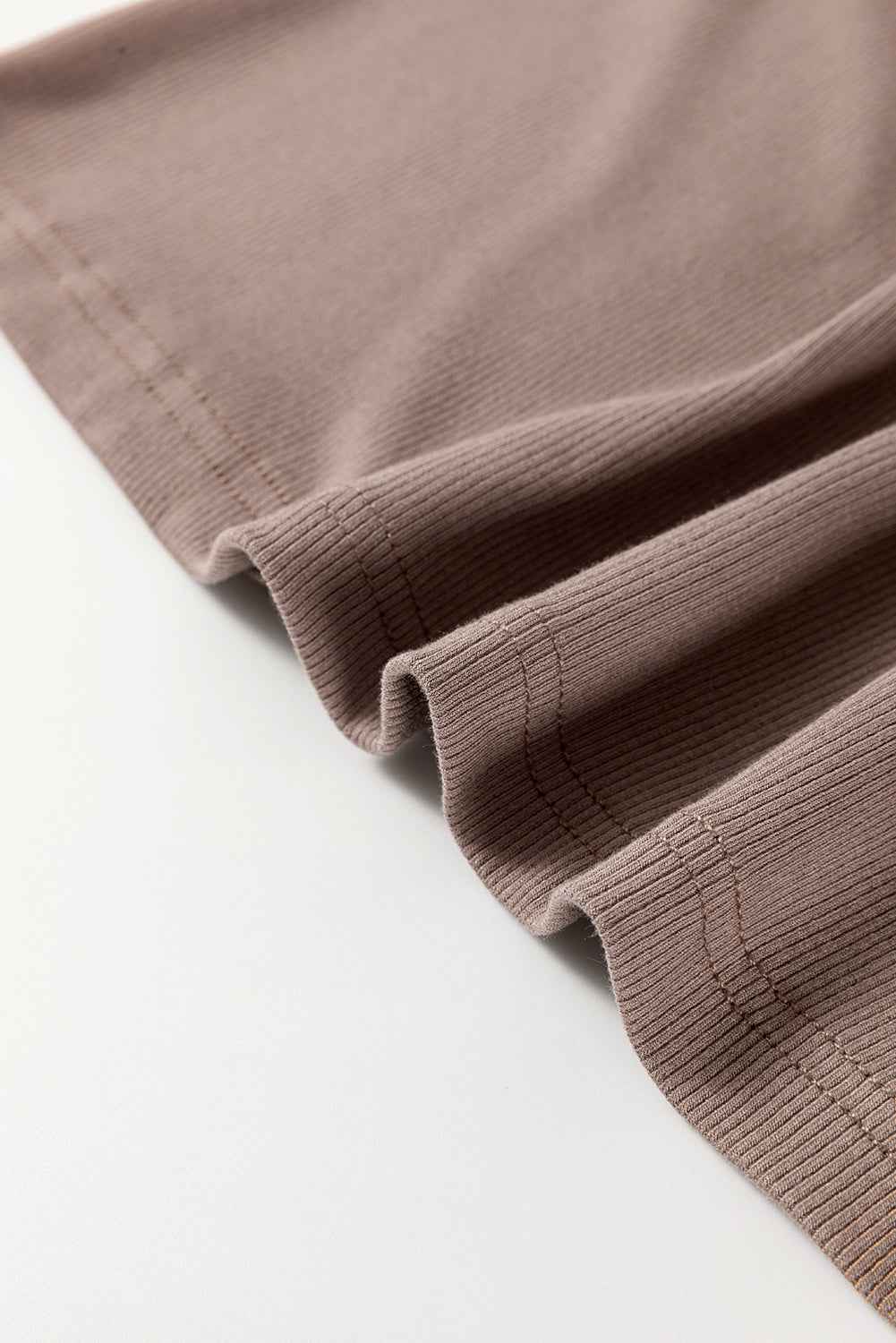 Smoke Gray Ribbed Knit Contrast Edge U Neck Slim Fit Tank Top e54c6a58d45bd0f8