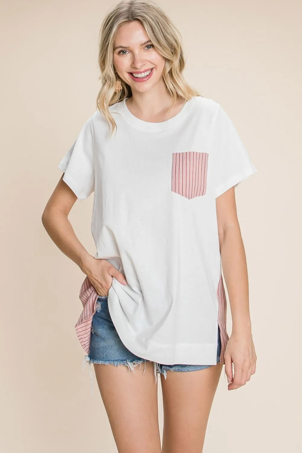 Cotton Bleu by Nu Label Contrast Striped Short Sleeve T-Shirt e5779785-fcbb-41f4-a4f3-14a929aa6e5a-Max