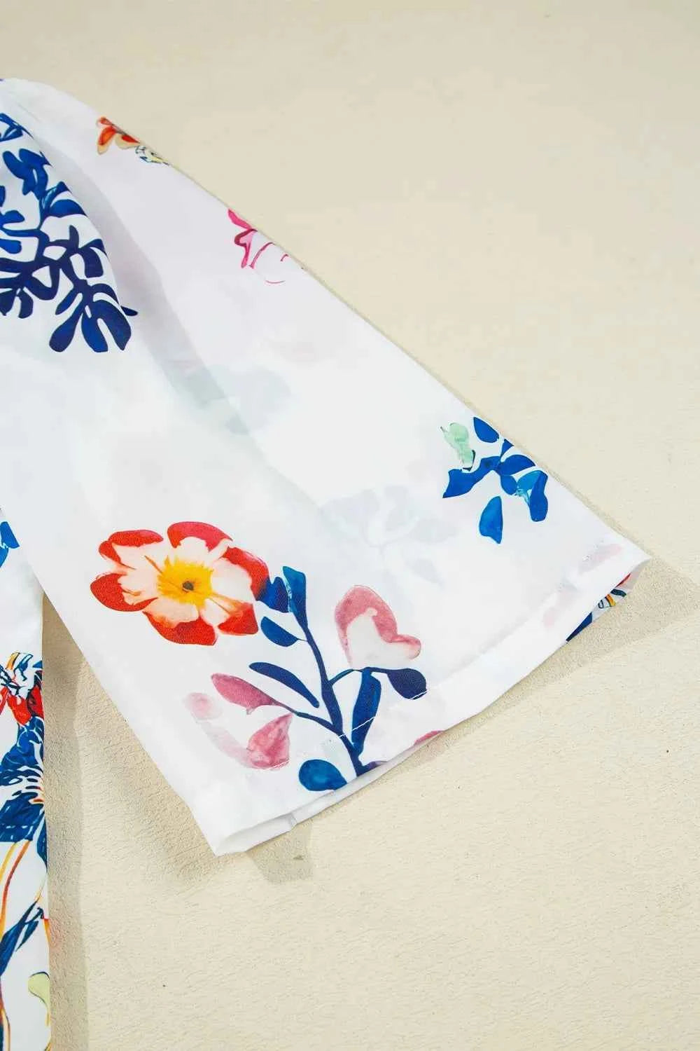 Printed Tie Neck 3/4 Sleeve Blouse e60690e7-f95d-430c-8244-f75d22f5b1d9-Max-Origin