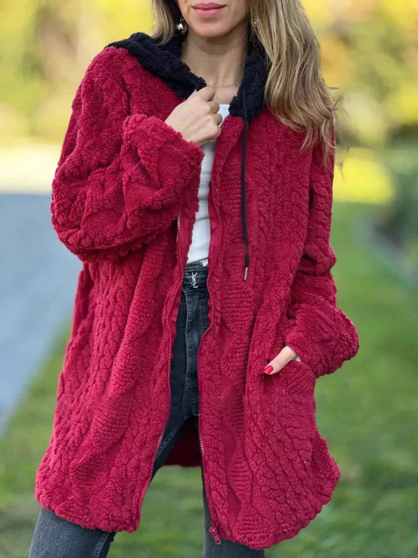 Full Size Zip Up Long Sleeve Fleece Jacket Plus Size Burgundy e63f592ed81540f4b15e28adbf5c88cd-Max-Origin