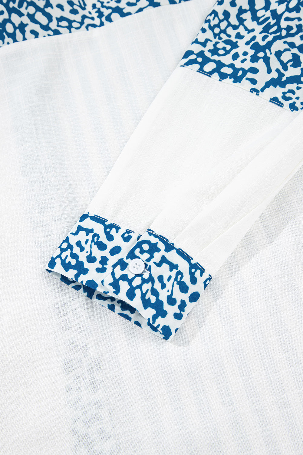 Sky Blue Leopard Striped Patchwork Button-up Shirt e667ff6c38f950a3