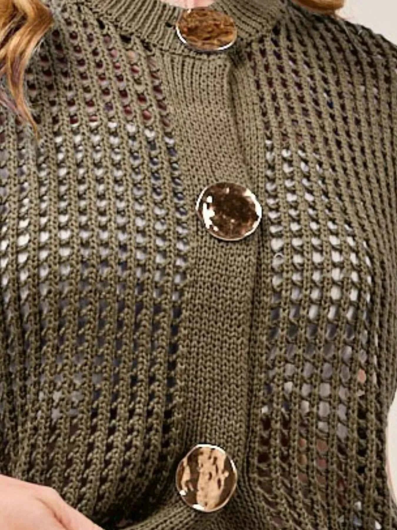 SO ME Big Metal Button Front Openwork Sweater Vest e66c8bc5-2c0a-4a9b-b870-420b5e8c4c3d-Max-Origin