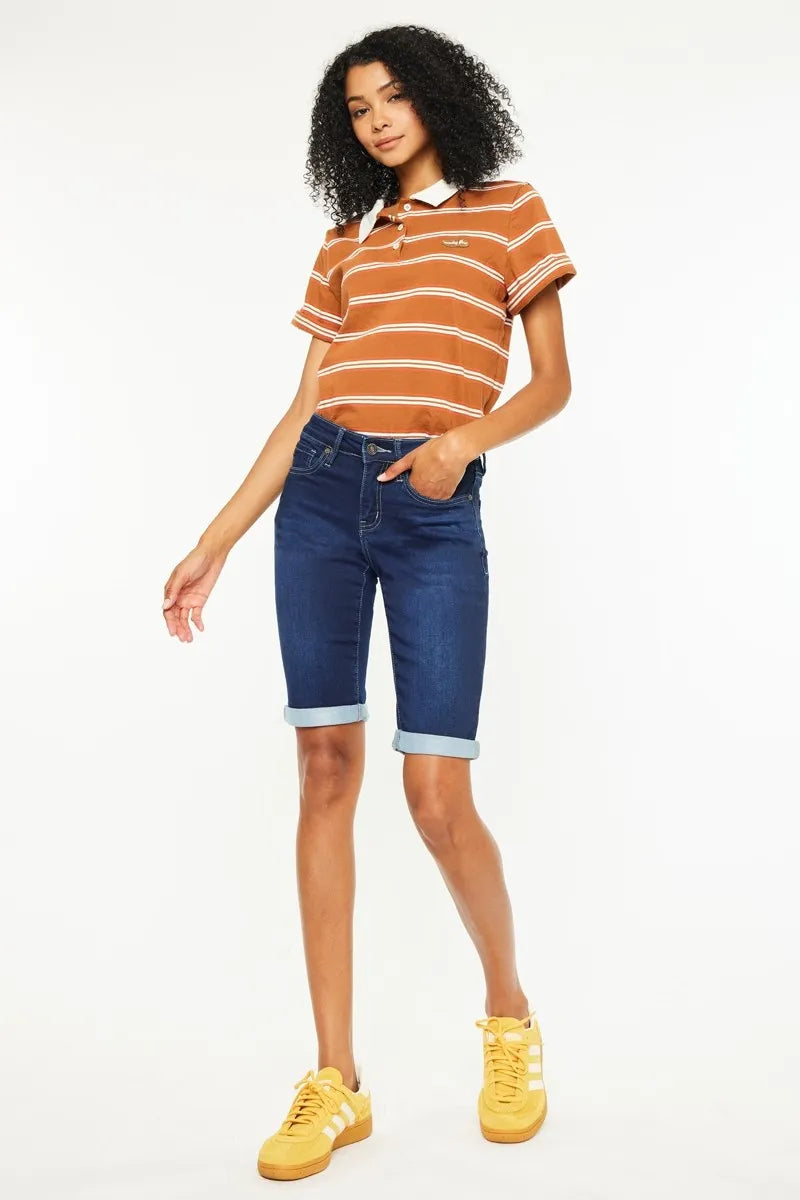 Kancan Mid Rise Bermuda Denim Shorts DARK e6fde74760224608a14321bda933d0a3-Max-Origin