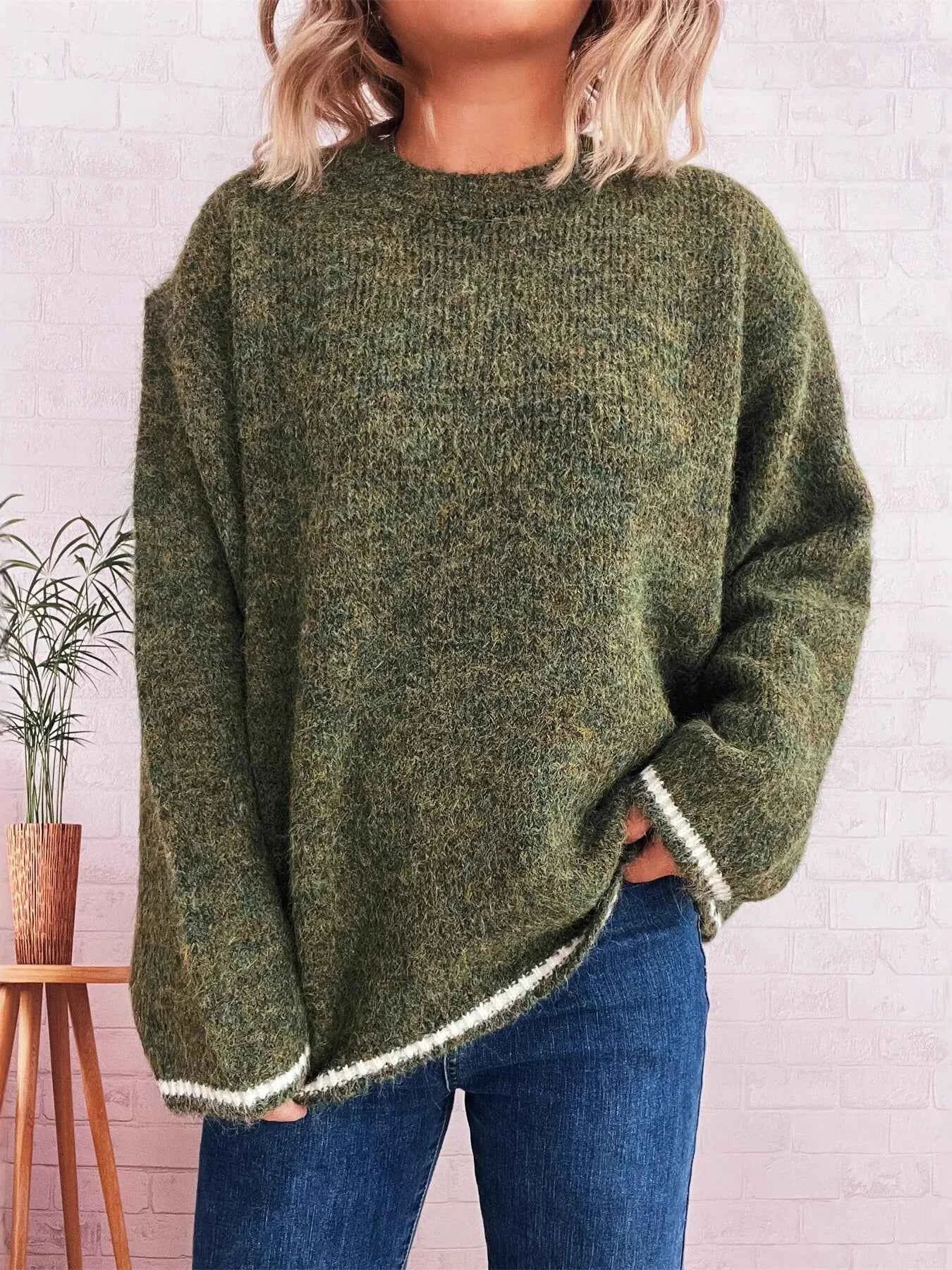 Contrast Trim Round Neck Cozy Sweater e7501943a59d44e7a8ea820f19c0a1c0-Max-Origin