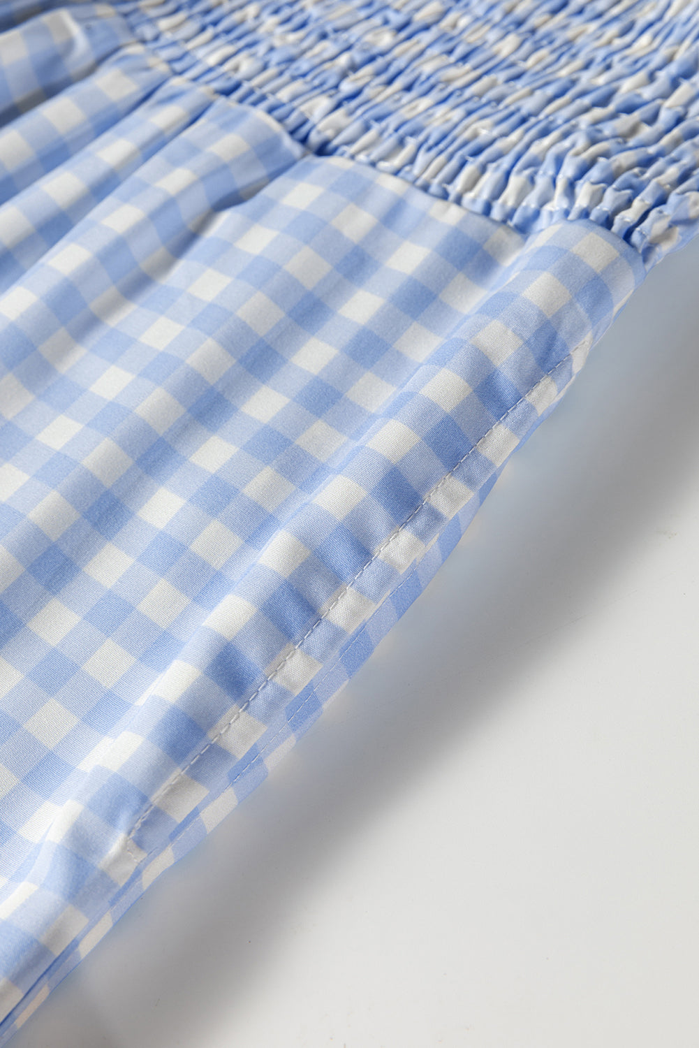 Myosotis Gingham Smocked High Waist Loose Pants e756f5413276dbe6