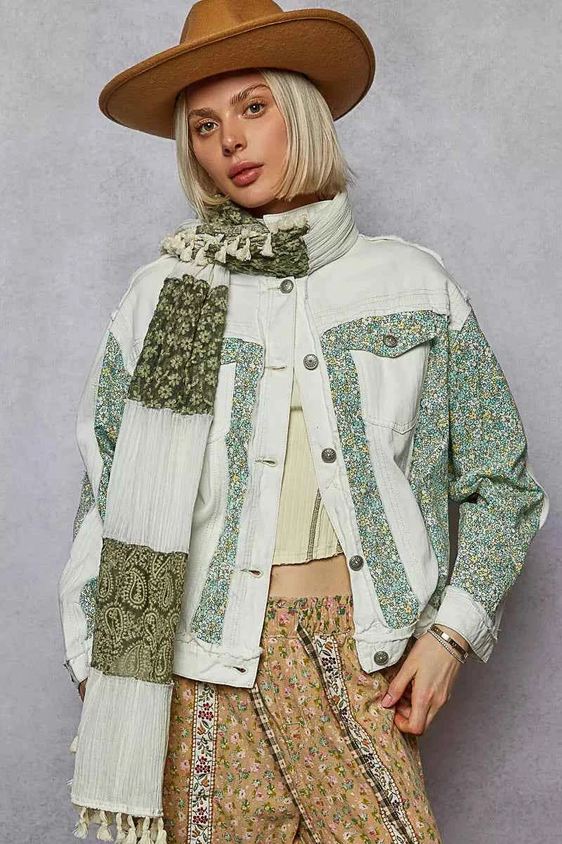 POL Button Down Patchwork Denim Jacket with Floral Print Details OFF WHITE e7602c0e-620d-4b9c-ad1b-9e1160c09778-Max-Origin