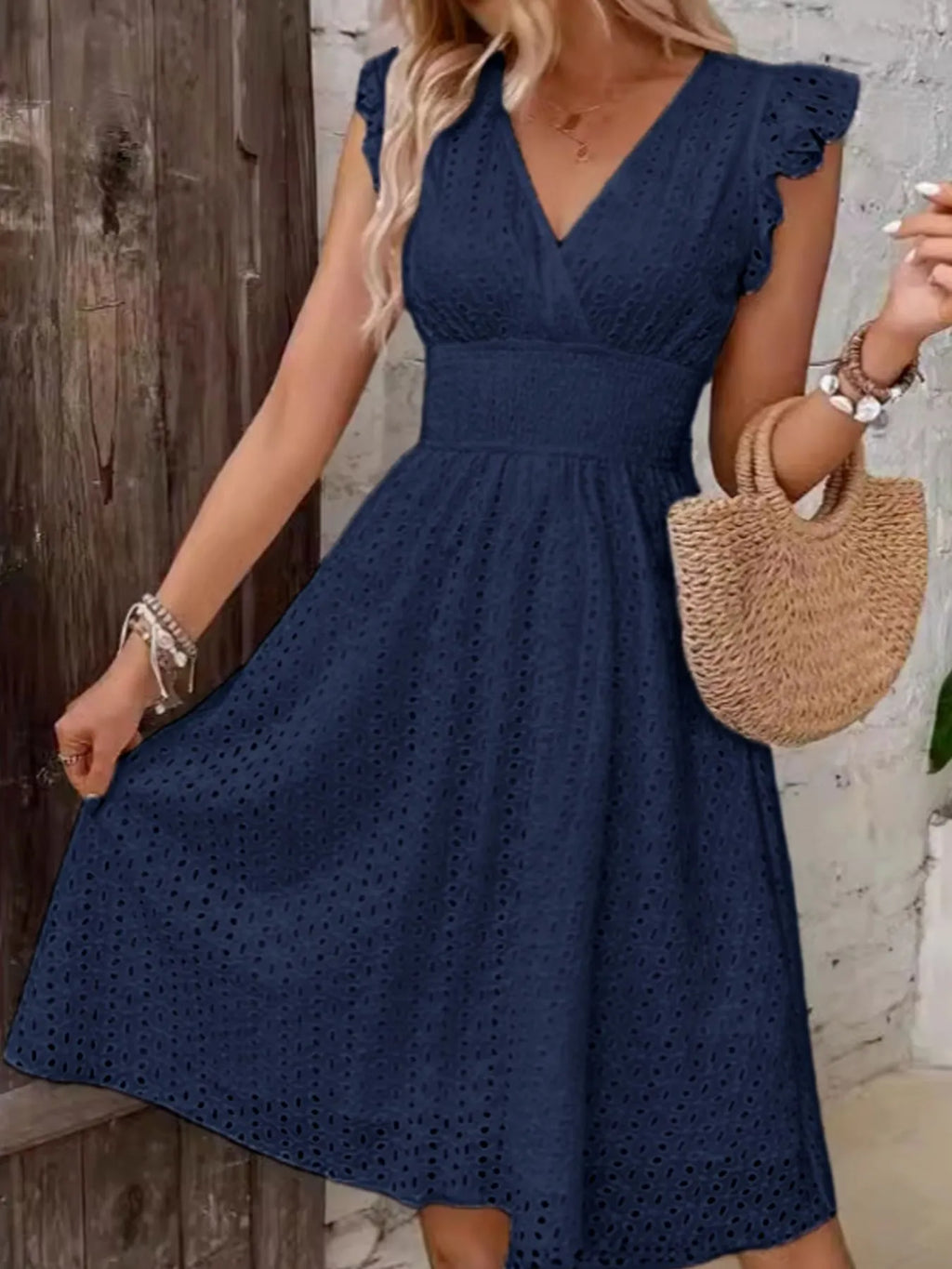 Eyelet Ruffled Cap Sleeve Mini Dress e76dcc0b-1077-4a8c-b32a-fd4bd1954cde-Max-Origin