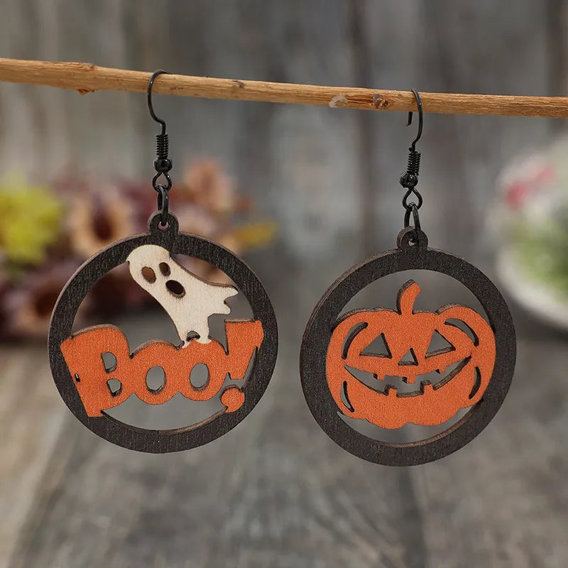 Hollow Pumpkin & Letter Wooden Earrings Orange One Size e783ecdc-6202-4278-8ca5-4df110ea519b-Max