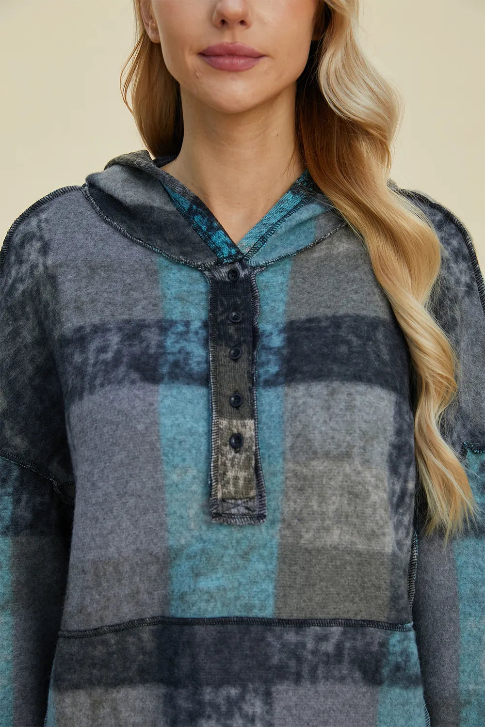 Double Take Full Size Plaid Dropped Shoulder Fleece Hoodie e7bc99bb-8b37-4b8d-a505-92db05b0c9a3-Max