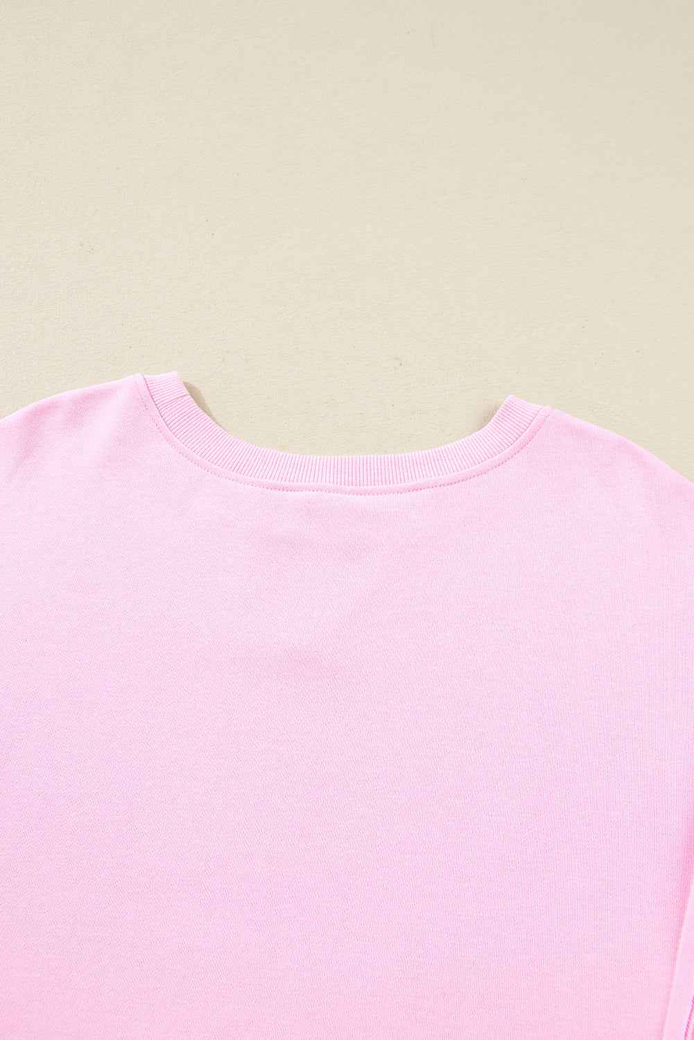 Pink Plus Size Mix Floral Patched Sleeve Ribbed Trim Baggy Sweatshirt e7f5143b2026e41c