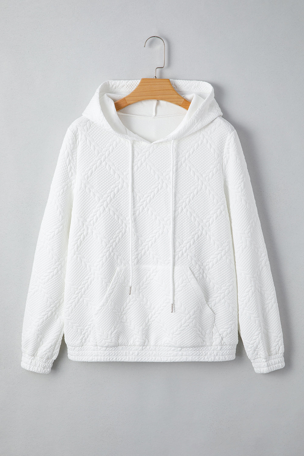 White Lattice Texture Kangaroo Pocket Hoodie e80bd16adaf055d6