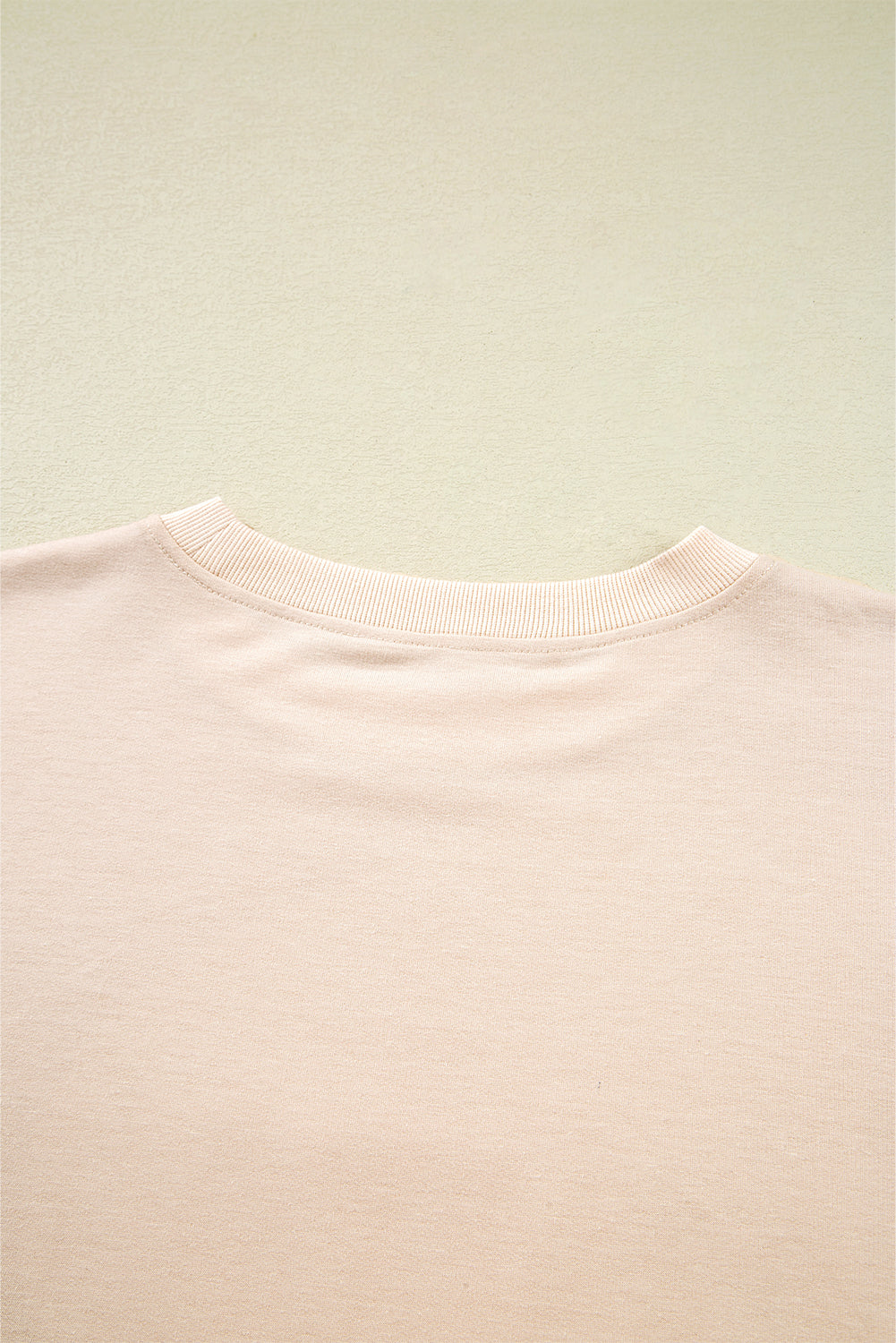 Smoke Green Raw Edge Flower Patch Drop Shoulder Long Sleeve Top e813c95ce56b682e