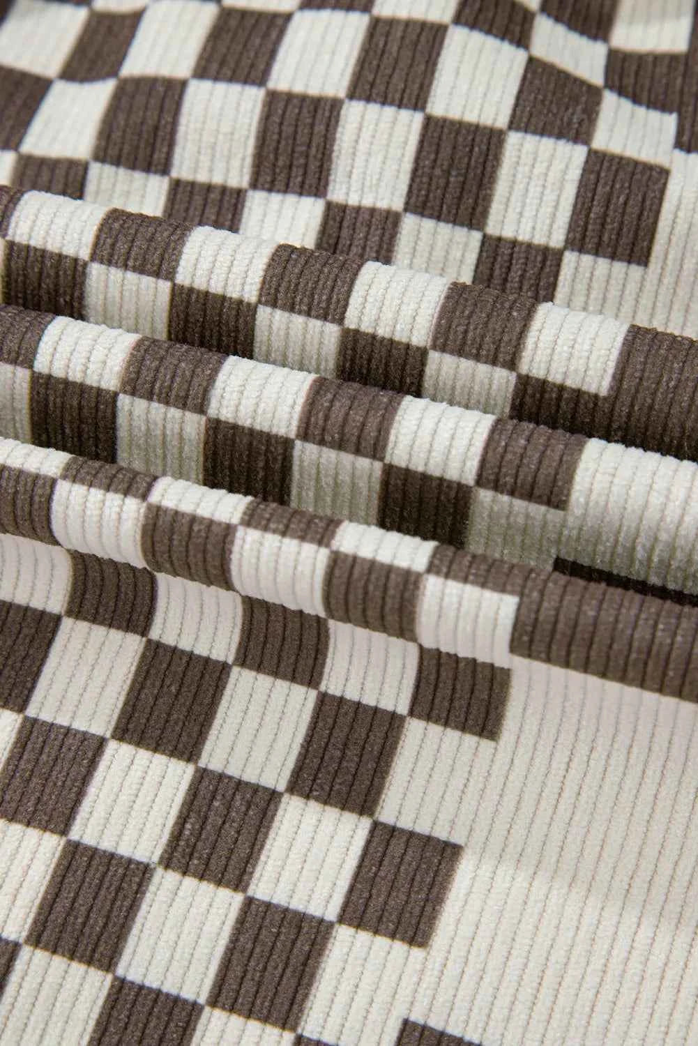 Plus Size Checkered Button Up Long Sleeve Jacket e81ab4d1-6dff-41ad-bbd6-67291edbe098-Max