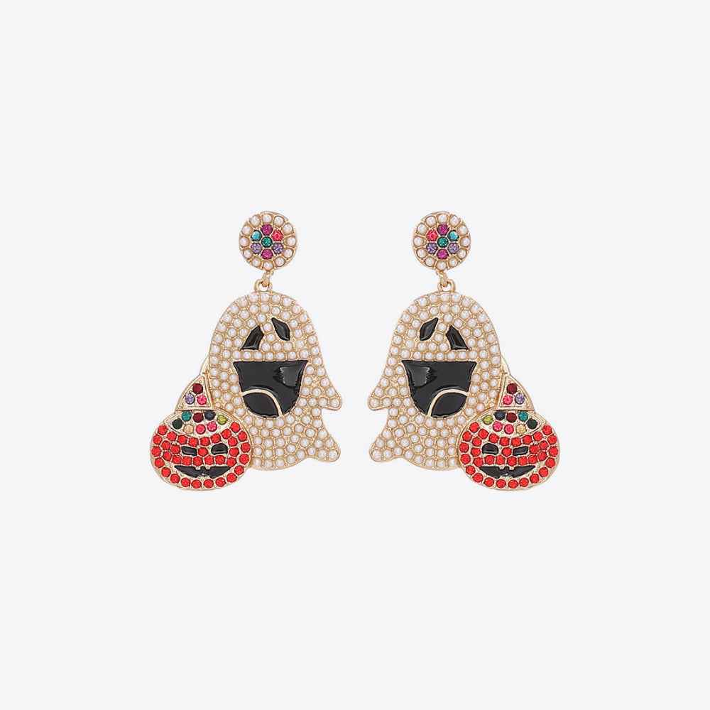Ghost Rhinestone Alloy Earrings Multicolor One Size e81e34596bd648b5816b551381174de7-Max