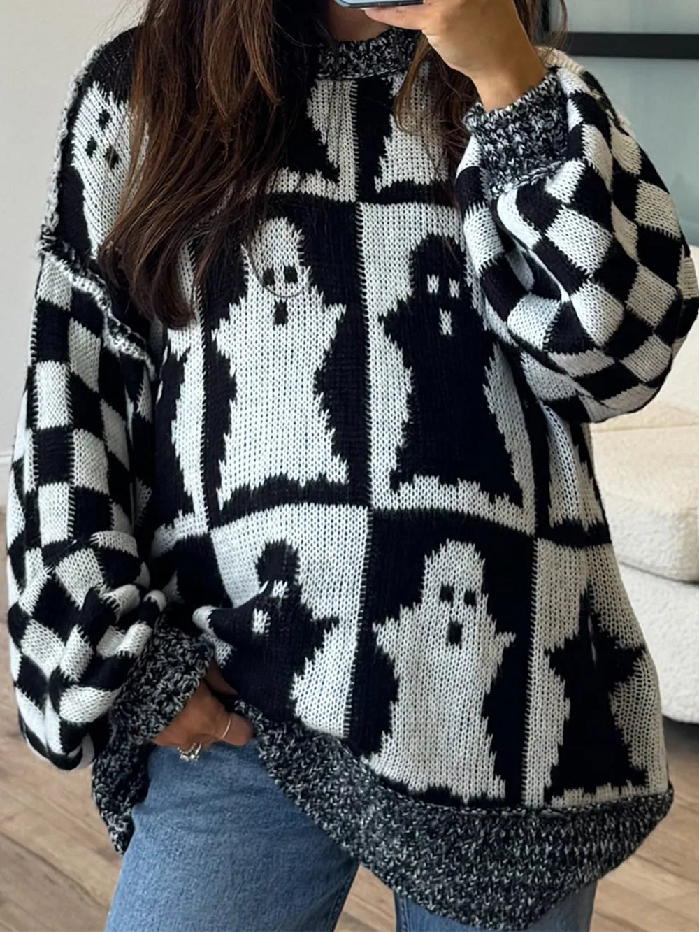 Ghost Dropped Shoulder Long Sleeve Sweater e820f67e-93d4-463c-afcc-c0320b811742-Max
