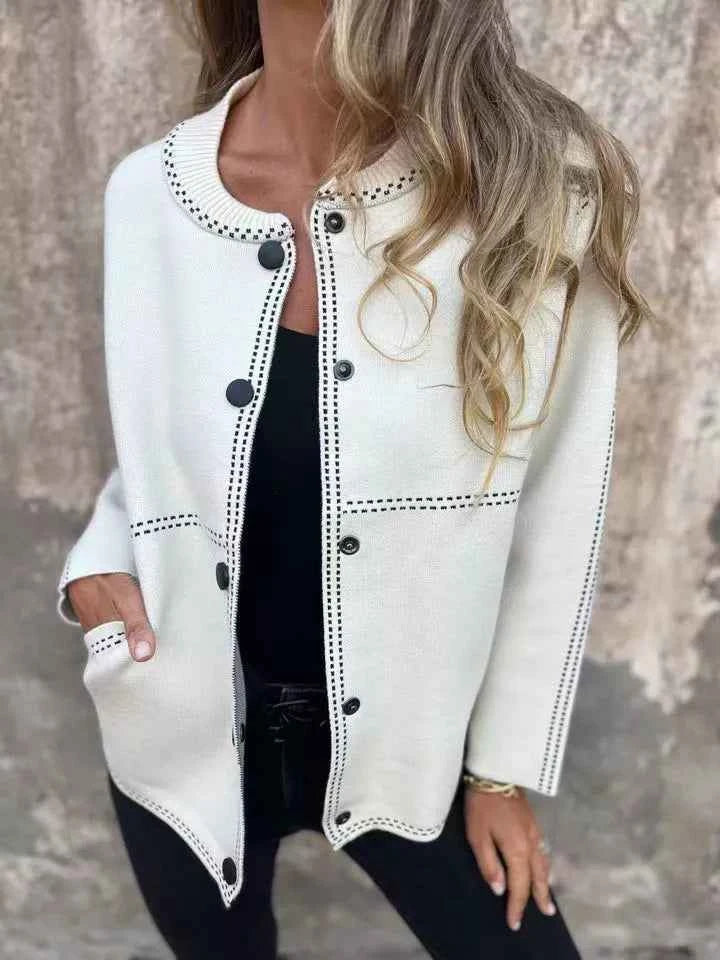 Full Size Button Up Long Sleeve Cardigan Plus Size White e83a8bfb-1c9a-4bf0-afb1-2efbd9c4a7a7-Max-Origin