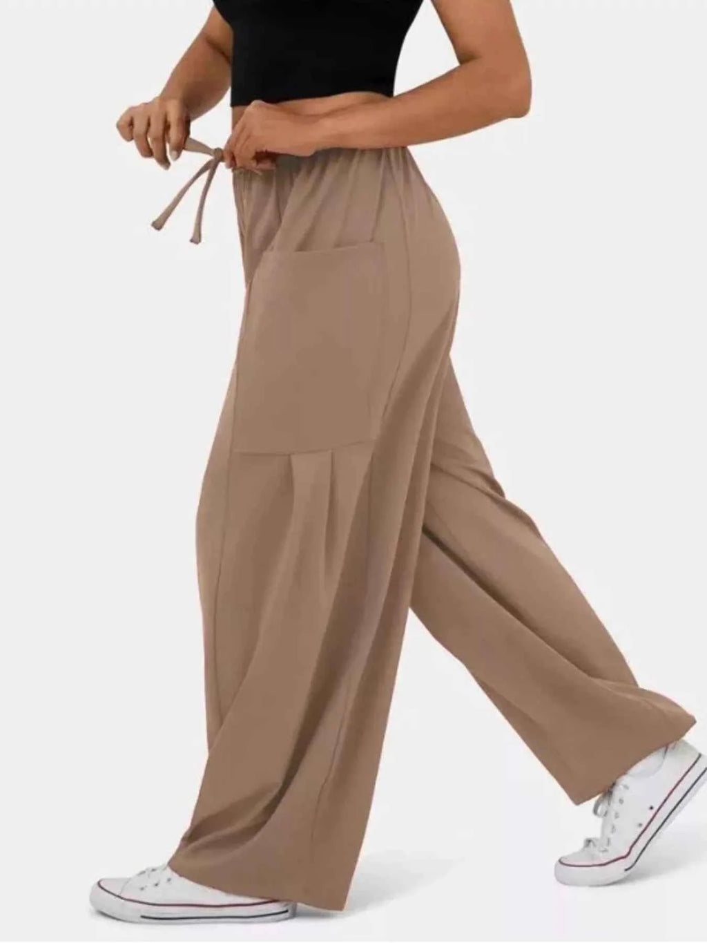 Drawstring Wide Leg Pants e8493baf00e84dc490525385b556ea3d-Max-Origin