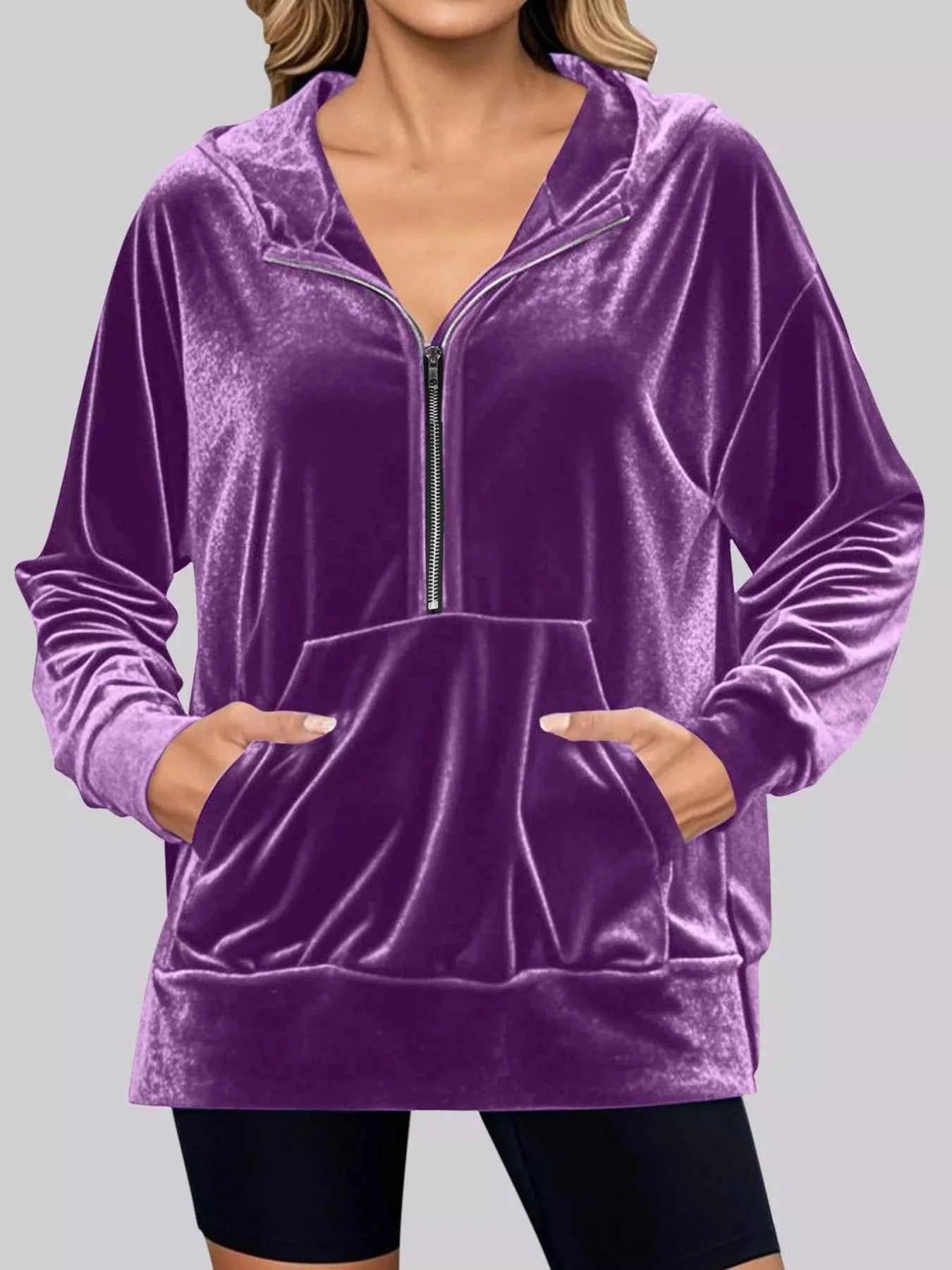 Full Size Half Zip Kangaroo Pocket Hoodie Plus Size Purple e84d5657-a600-466d-9cb6-51345bfccce8-Max-Origin
