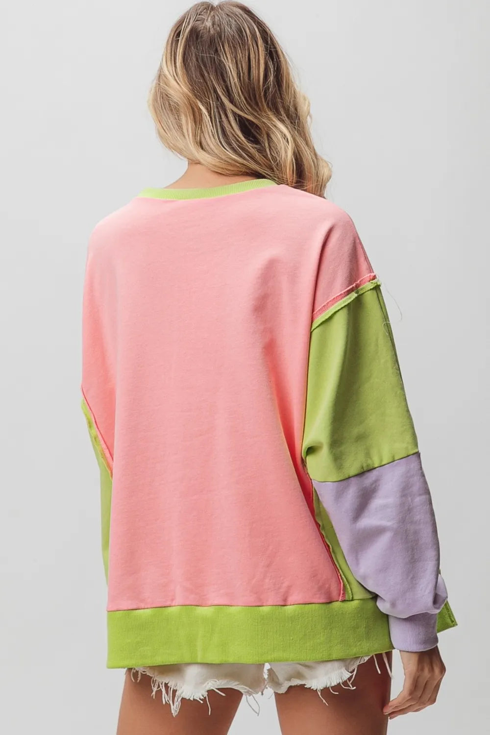 BiBi Washed Color Block Sweatshirt e8987408-635a-4cca-9e2f-d51e75fd10dc-Max