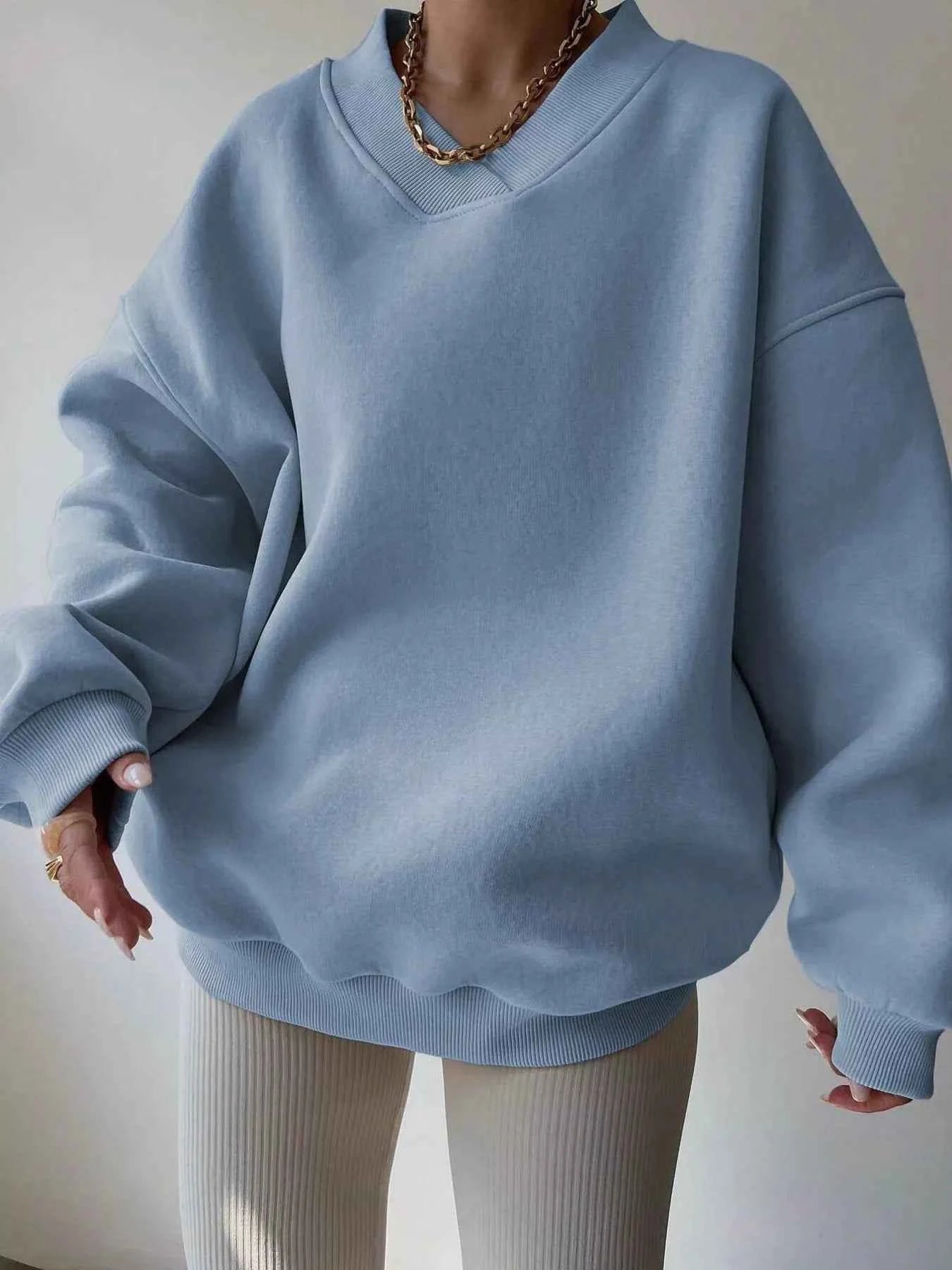 Dropped Shoulder Long Sleeve Oversized Sweatshirt Blue e8a2b664b75a4ecb928a17a593838074-Max-Origin