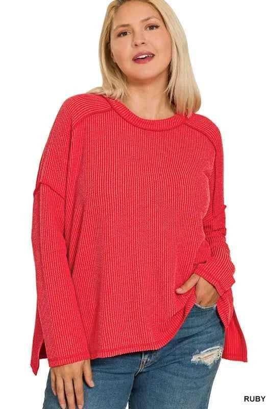 Zenana Full Size Exposed Seam Long Sleeve Corded Rib Knit Top Plus Size e8ab9ccf-4e17-49be-aead-6bb23ab65bf7-Max-Origin