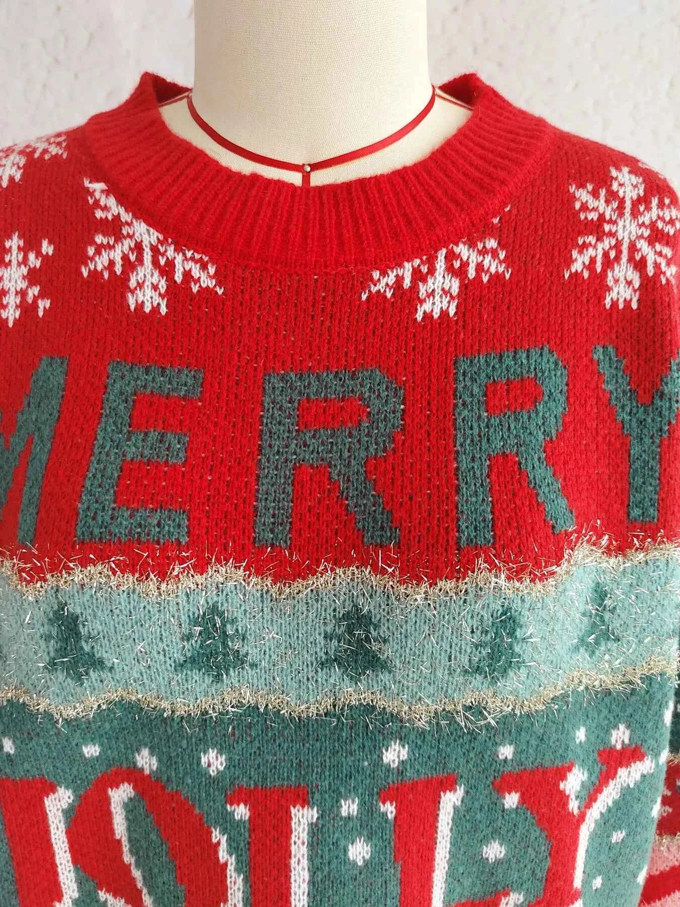 Christmas Letter Round Neck Long Sleeve Sweater e8e864523a8340a8a63660460e936897-Max-Origin
