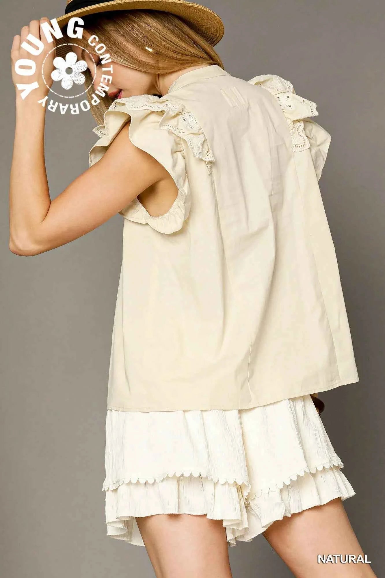 Umgee Eyelet Embroidered Ruffle Sleeve Blouse e909ec77-1d63-4df9-9c6a-91a975cc0a3c-Max-Origin