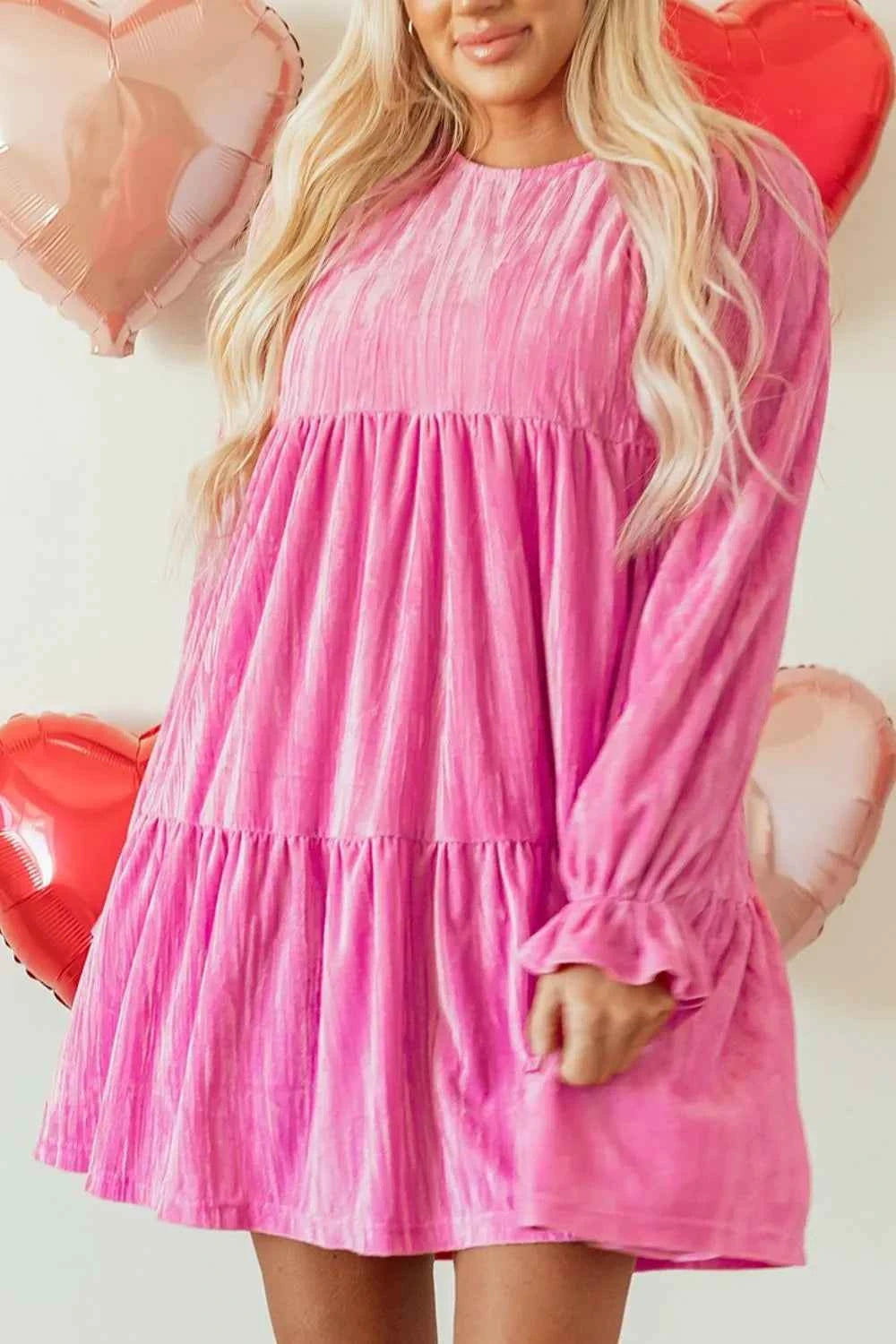 Tiered Flounce Sleeve Mini Dress e9328123-67f9-4ca1-a4a1-7366cd9a4578-Max-Origin