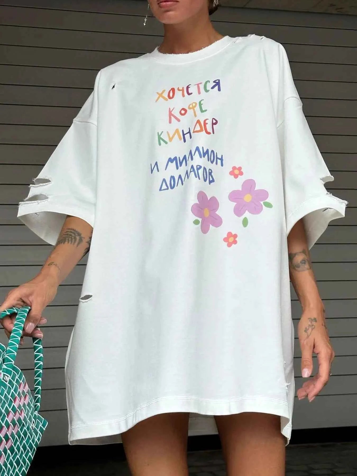 Distressed Oversized Letter Round Neck T-Shirt e93682e5-83b2-4081-a122-f1e42085d961-Max-Origin